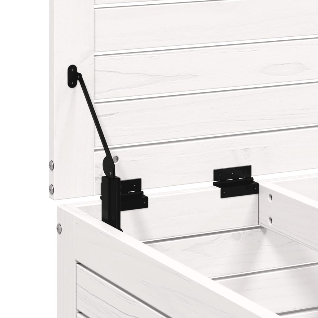 Taburet de grădină cu pernă, alb, lemn masiv de pin GartenMobel Dekor