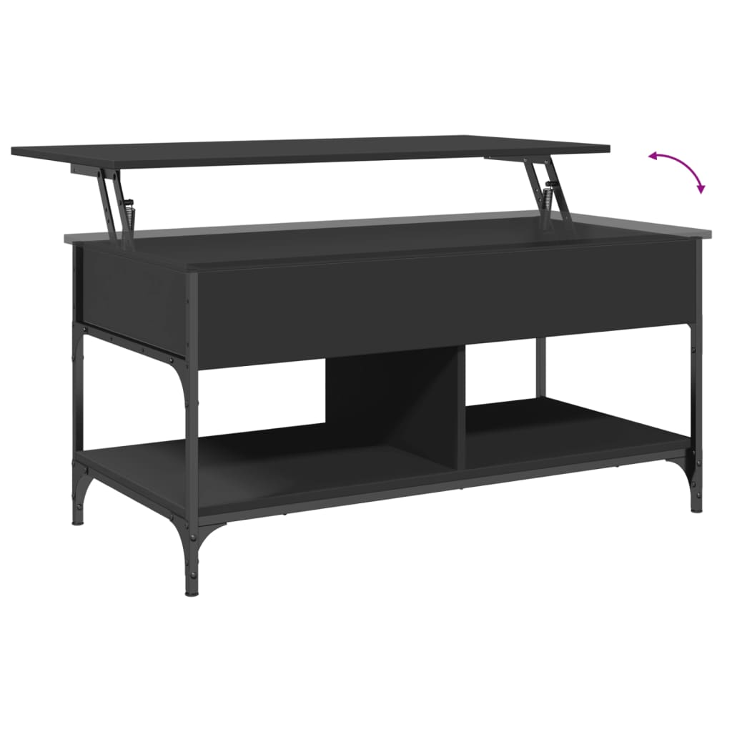 Măsuță de cafea, negru, 100x50x50 cm, lemn prelucrat și metal GartenMobel Dekor