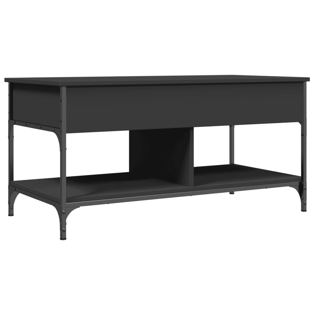 Măsuță de cafea, negru, 100x50x50 cm, lemn prelucrat și metal GartenMobel Dekor