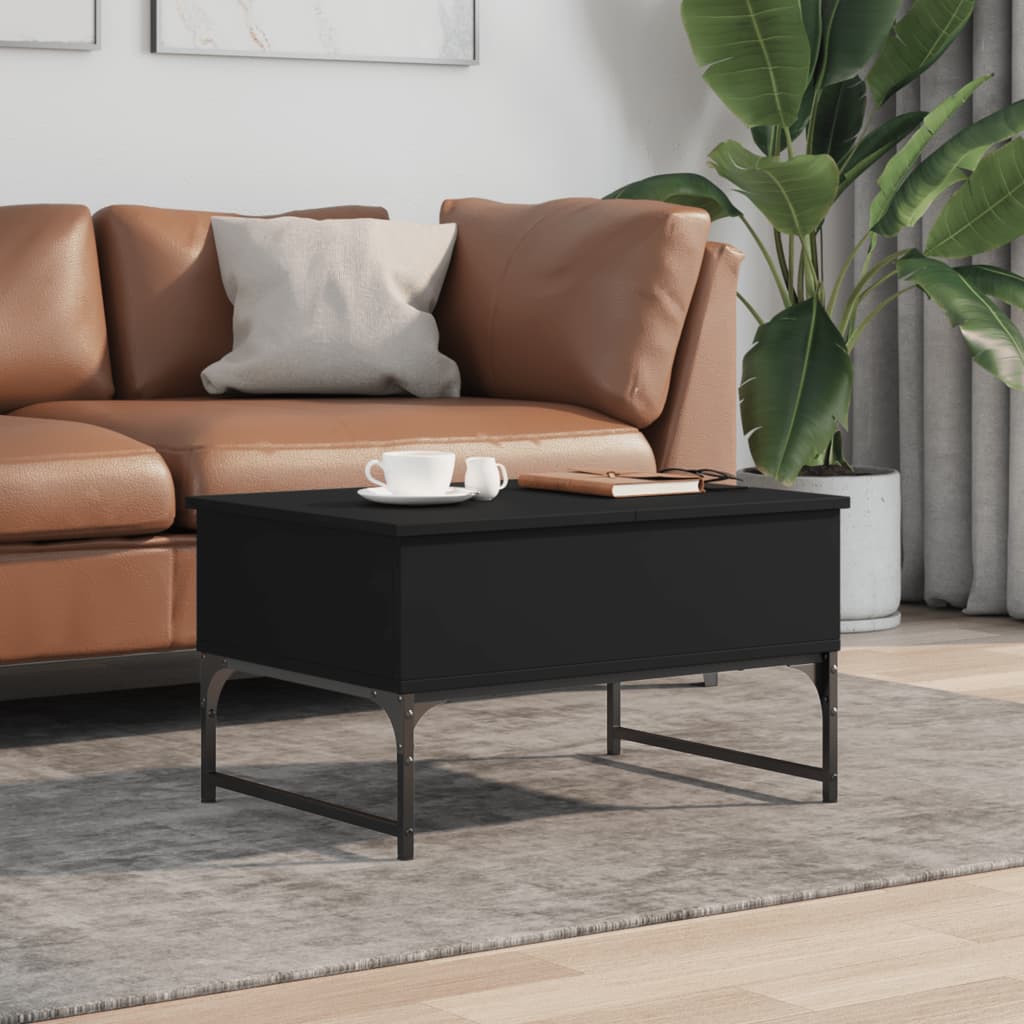 Măsuță de cafea, negru, 70x50x40 cm, lemn prelucrat și metal GartenMobel Dekor