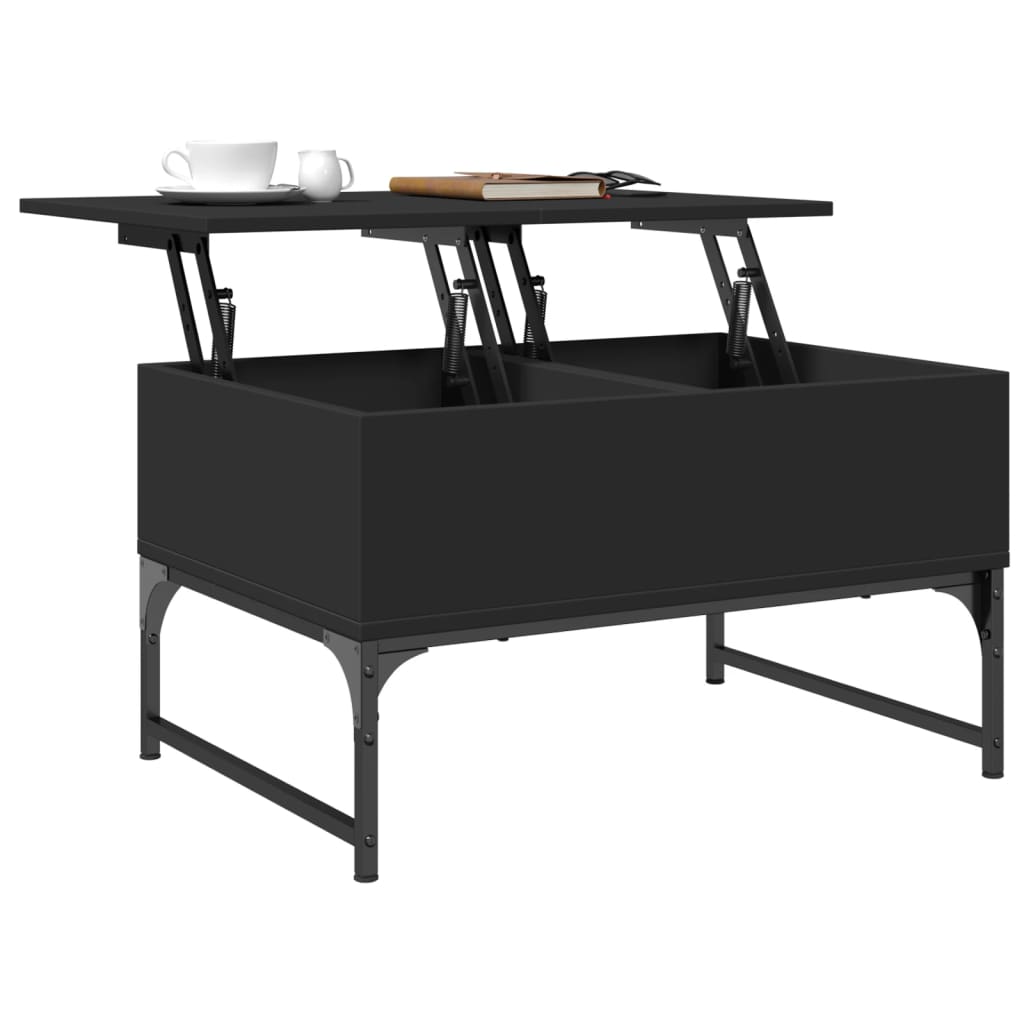 Măsuță de cafea, negru, 70x50x40 cm, lemn prelucrat și metal GartenMobel Dekor