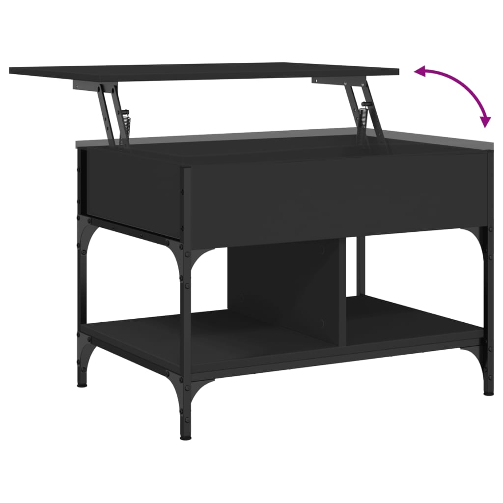 Măsuță de cafea, negru, 70x50x50 cm, lemn prelucrat și metal GartenMobel Dekor