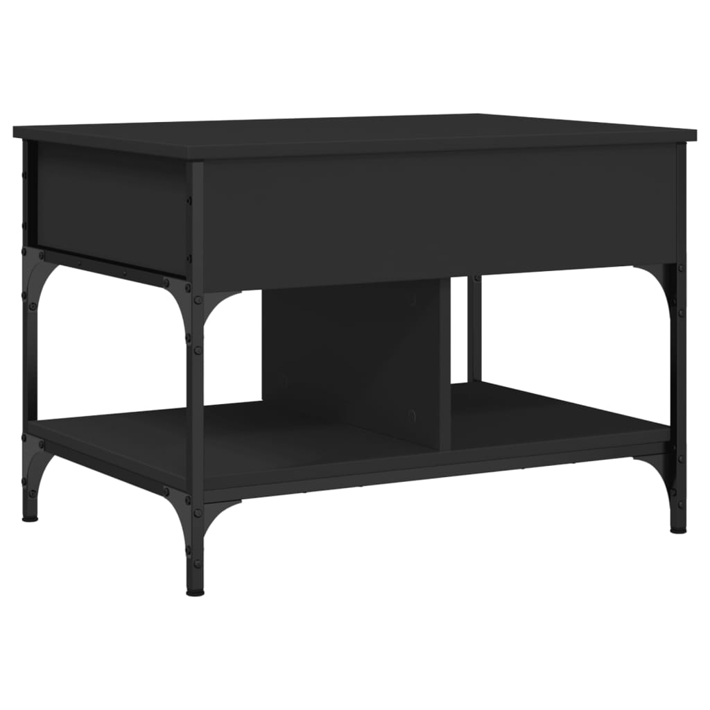 Măsuță de cafea, negru, 70x50x50 cm, lemn prelucrat și metal GartenMobel Dekor