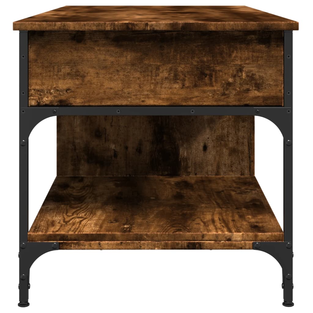 Măsuță de cafea stejar fumuriu 100x50x50cm lemn prelucrat/metal GartenMobel Dekor