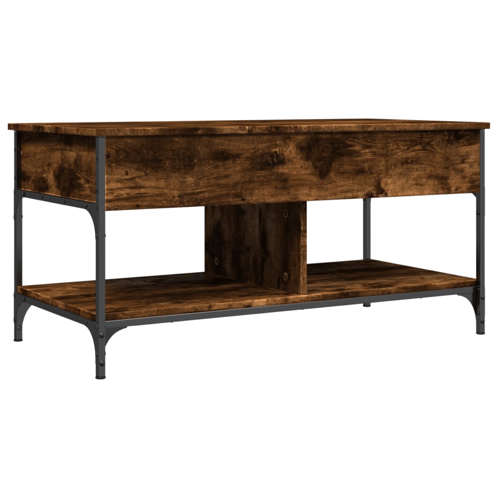 Măsuță de cafea stejar fumuriu 100x50x50cm lemn prelucrat/metal GartenMobel Dekor