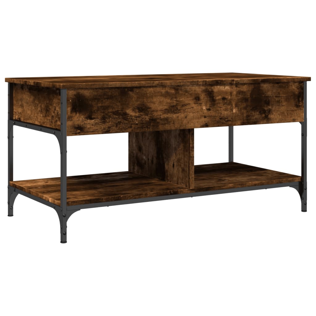 Măsuță de cafea stejar fumuriu 100x50x50cm lemn prelucrat/metal GartenMobel Dekor