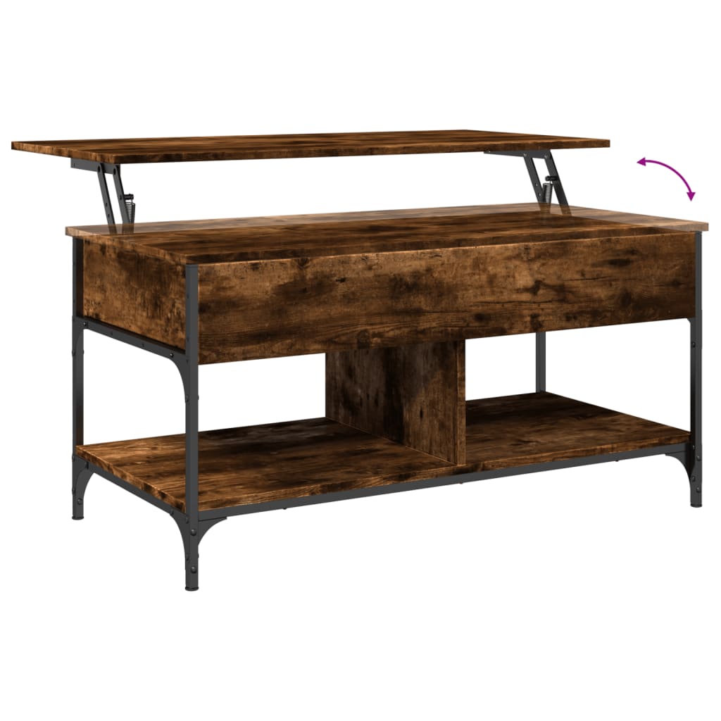 Măsuță de cafea stejar fumuriu 100x50x50cm lemn prelucrat/metal GartenMobel Dekor