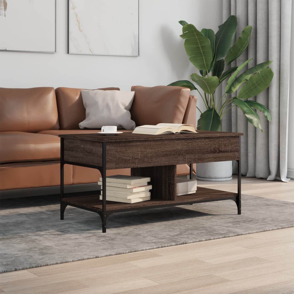 Măsuță de cafea stejar maro 100x50x50 cm lemn prelucrat/metal GartenMobel Dekor