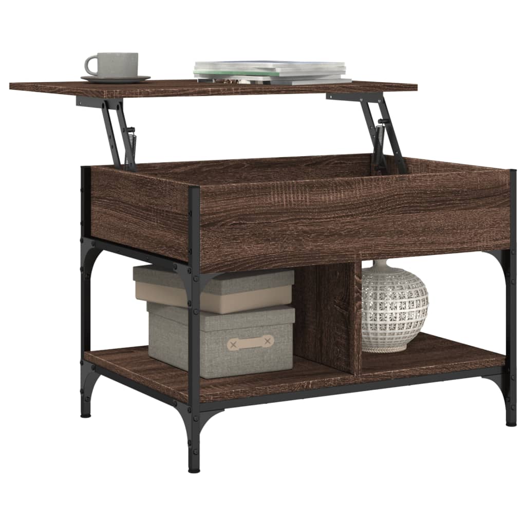 Măsuță de cafea stejar maro 70x50x50 cm lemn prelucrat și metal GartenMobel Dekor