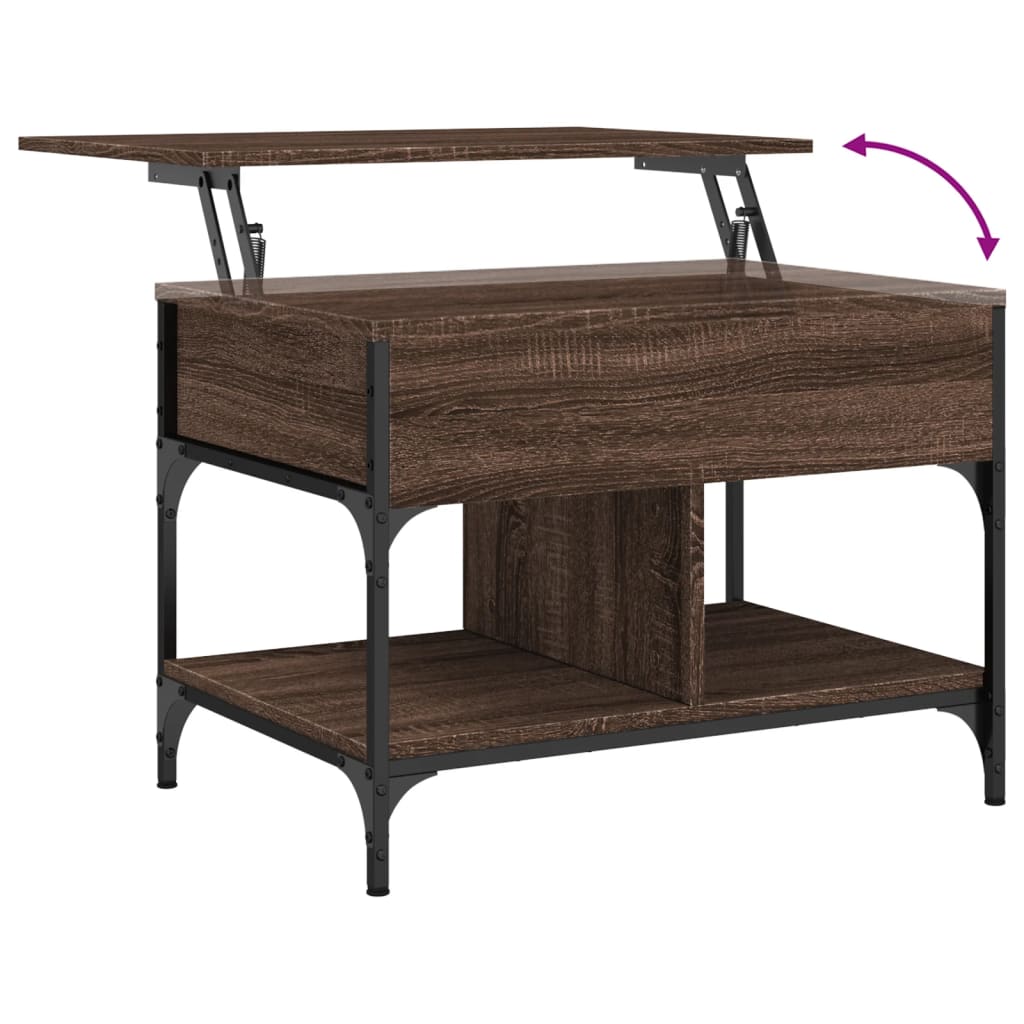 Măsuță de cafea stejar maro 70x50x50 cm lemn prelucrat și metal GartenMobel Dekor