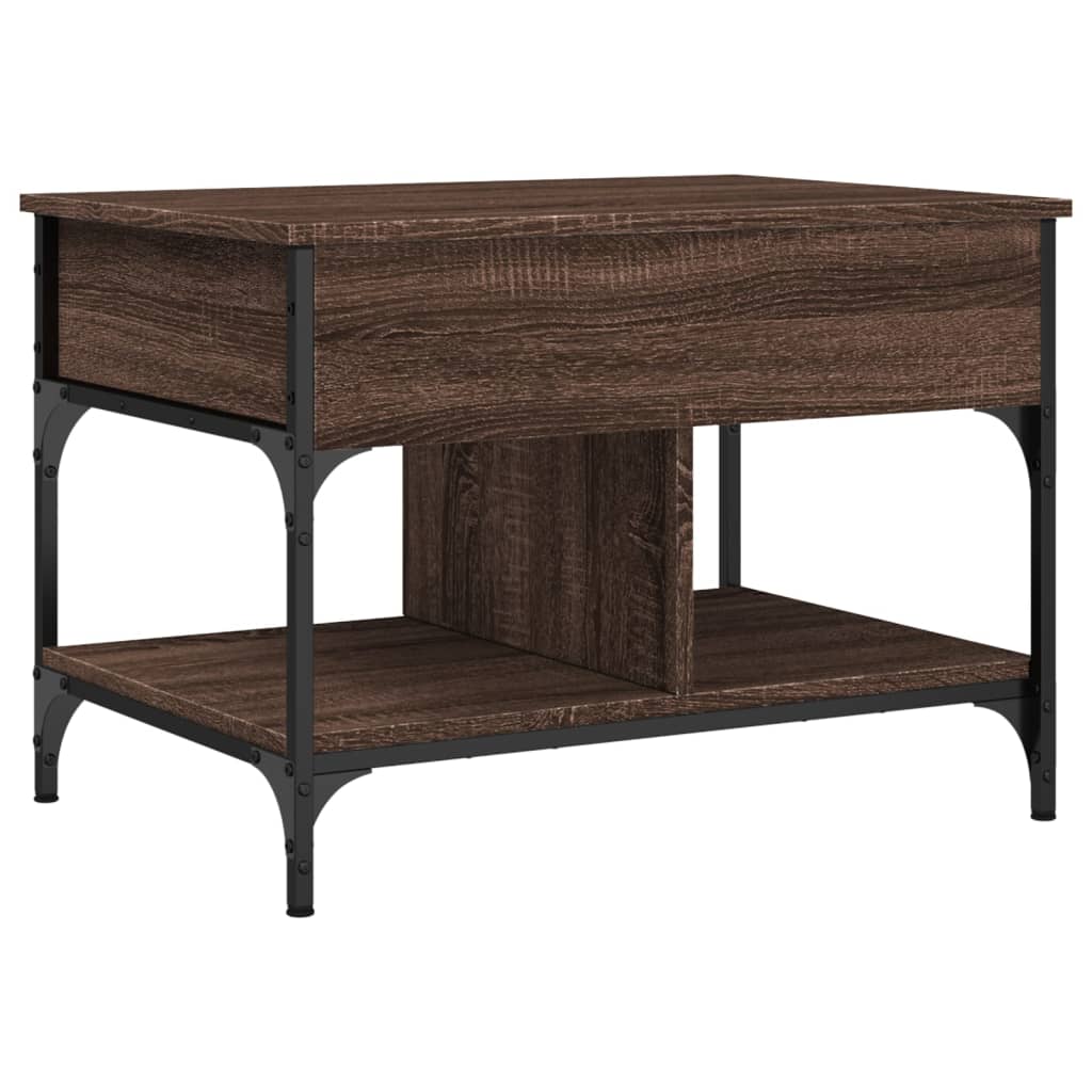 Măsuță de cafea stejar maro 70x50x50 cm lemn prelucrat și metal GartenMobel Dekor