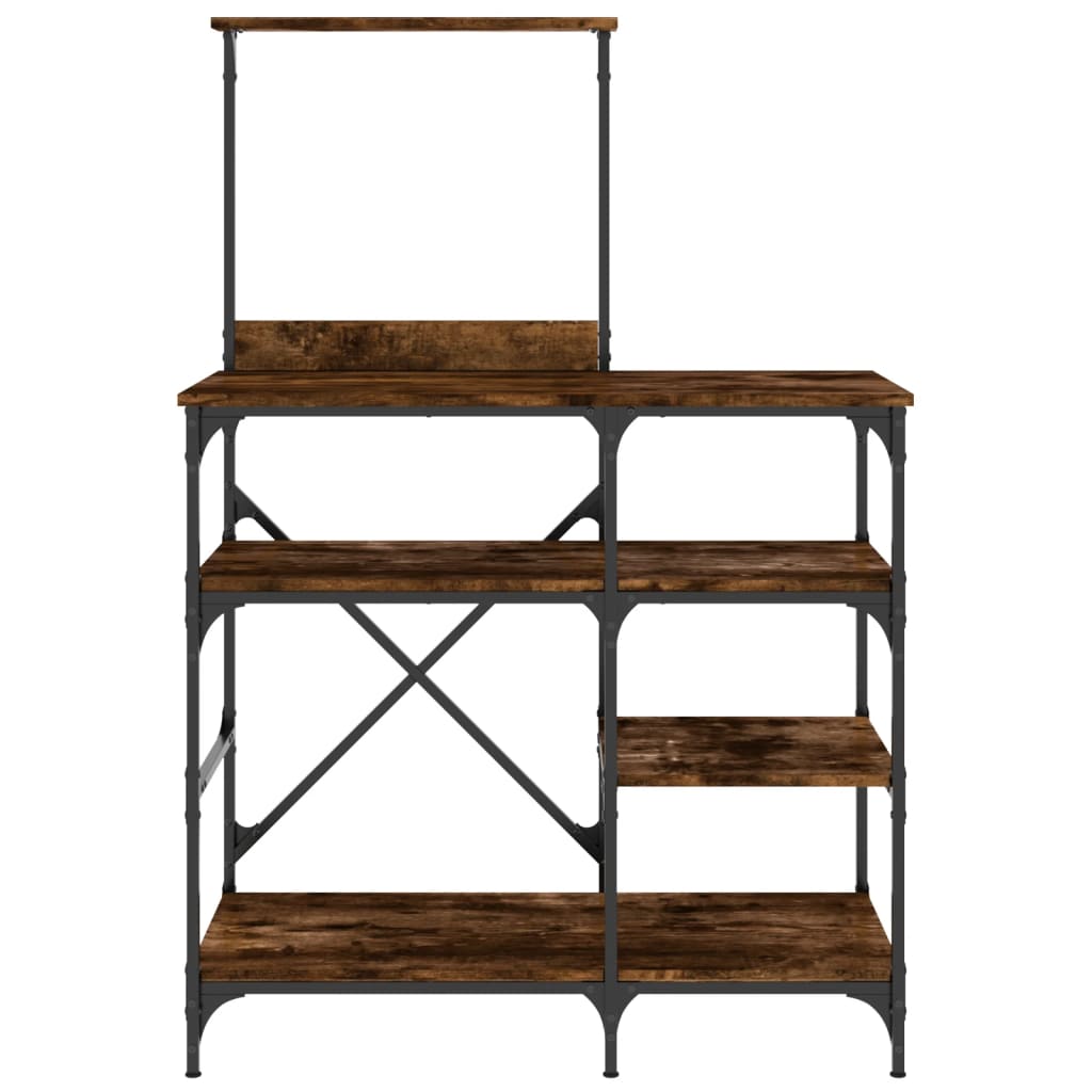 Raft brutărie, stejar fumuriu 90x40x132 cm lemn prelucrat/metal GartenMobel Dekor
