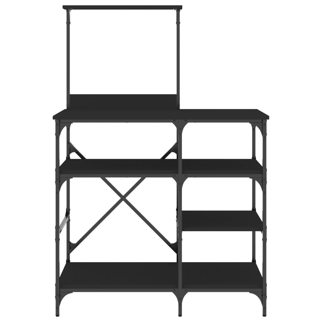 Raft pentru brutărie negru 90x40x132 cm lemn și metal prelucrat GartenMobel Dekor