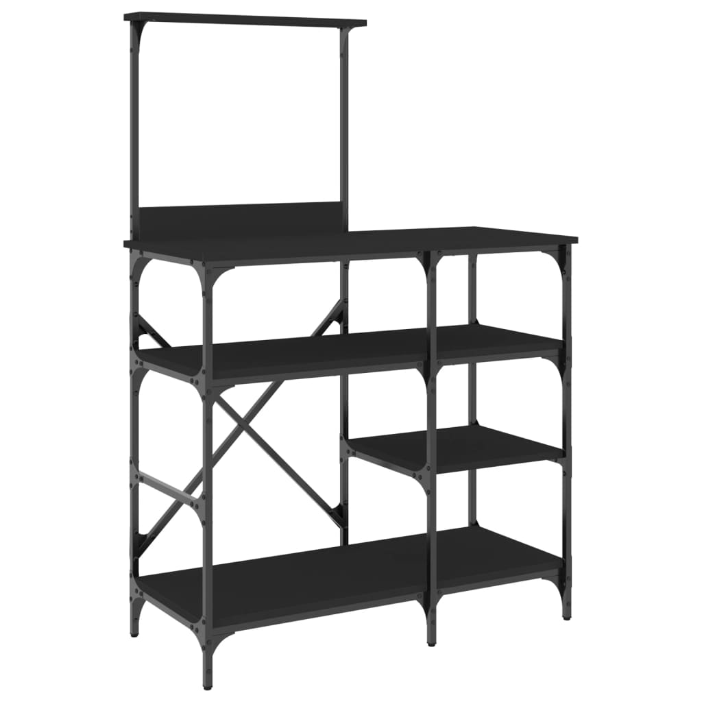 Raft pentru brutărie negru 90x40x132 cm lemn și metal prelucrat GartenMobel Dekor