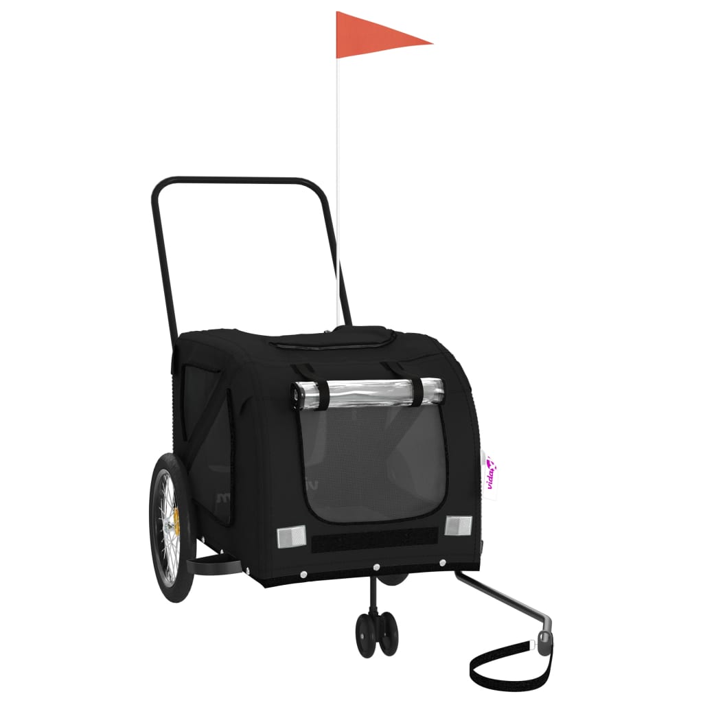 Remorcă bicicletă animale companie, negru, textil oxford/fier GartenMobel Dekor