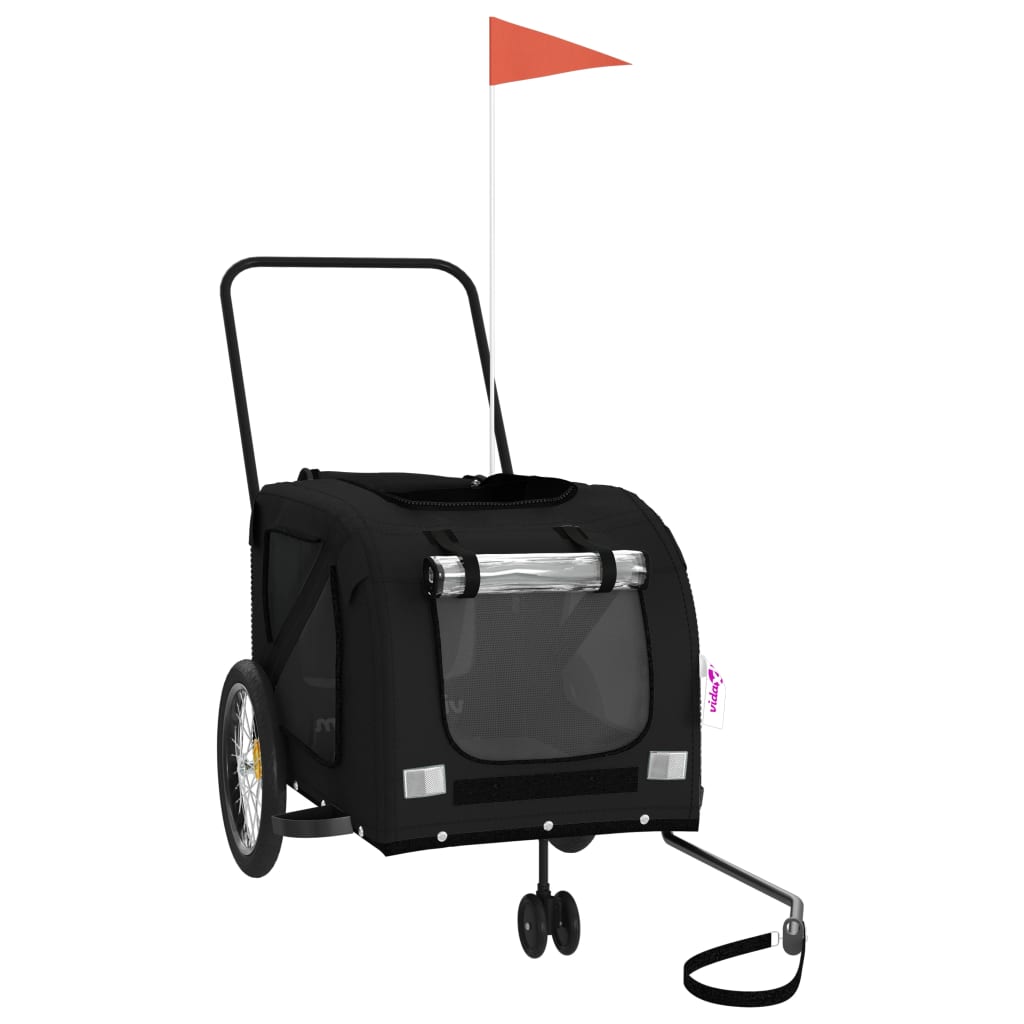 Remorcă bicicletă animale companie, negru, textil oxford/fier GartenMobel Dekor