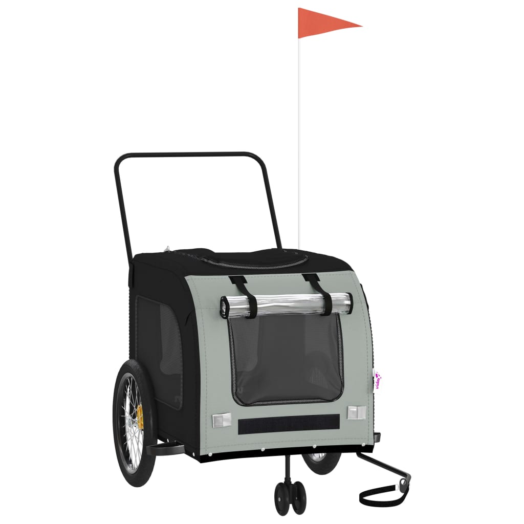 Remorcă bicicletă animale companie gri/negru textil oxford/fier GartenMobel Dekor