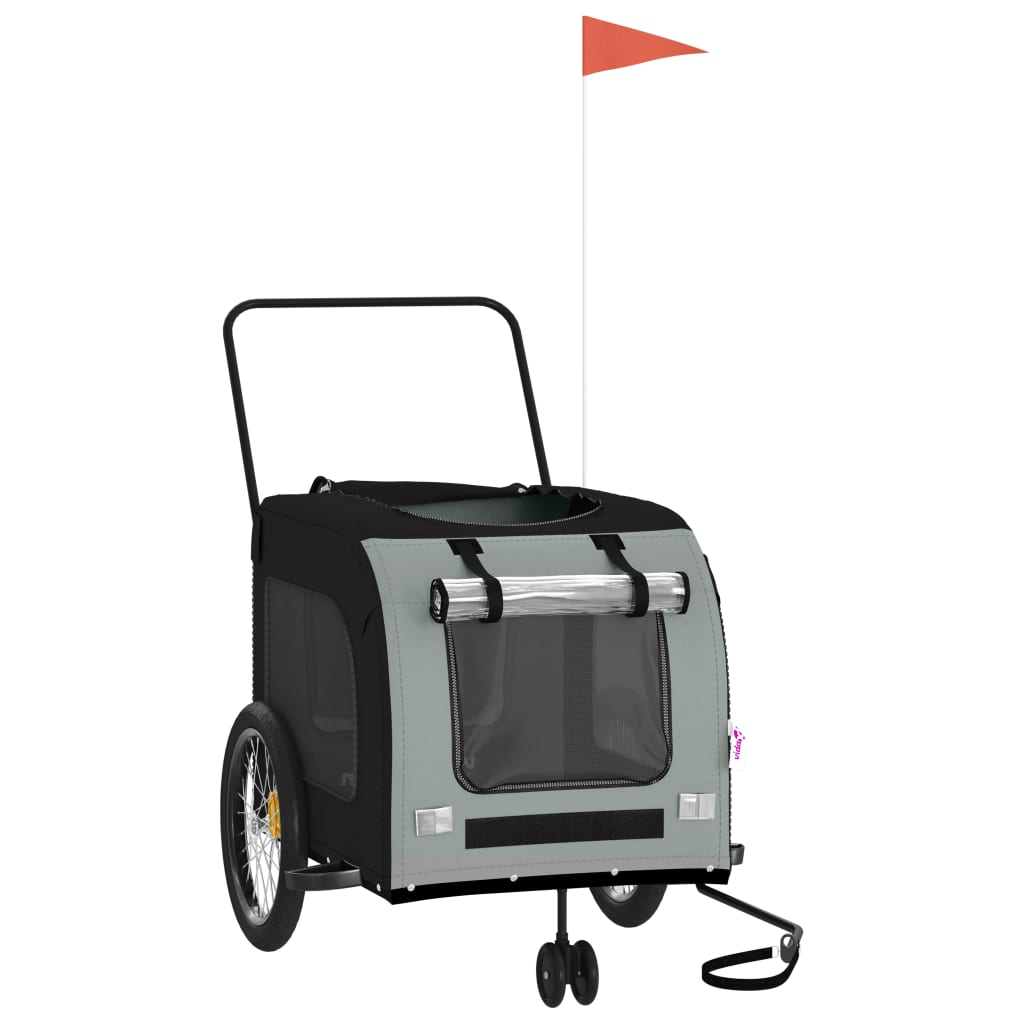 Remorcă bicicletă animale companie gri/negru textil oxford/fier GartenMobel Dekor