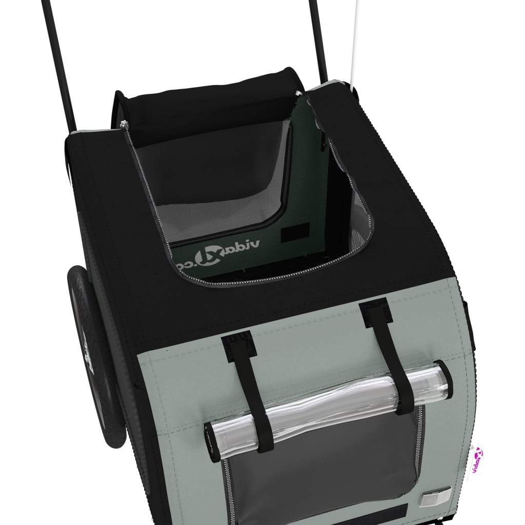 Remorcă bicicletă animale companie gri/negru textil oxford/fier GartenMobel Dekor