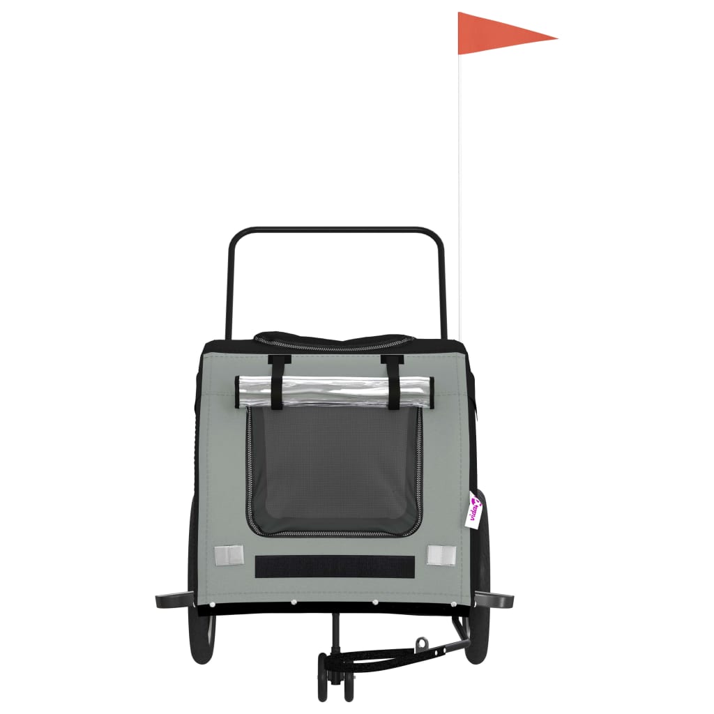 Remorcă bicicletă animale companie gri/negru textil oxford/fier GartenMobel Dekor