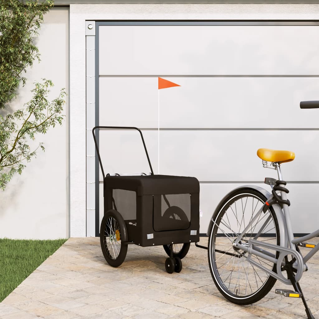 Remorcă bicicletă animale companie, negru, textil oxford/fier GartenMobel Dekor