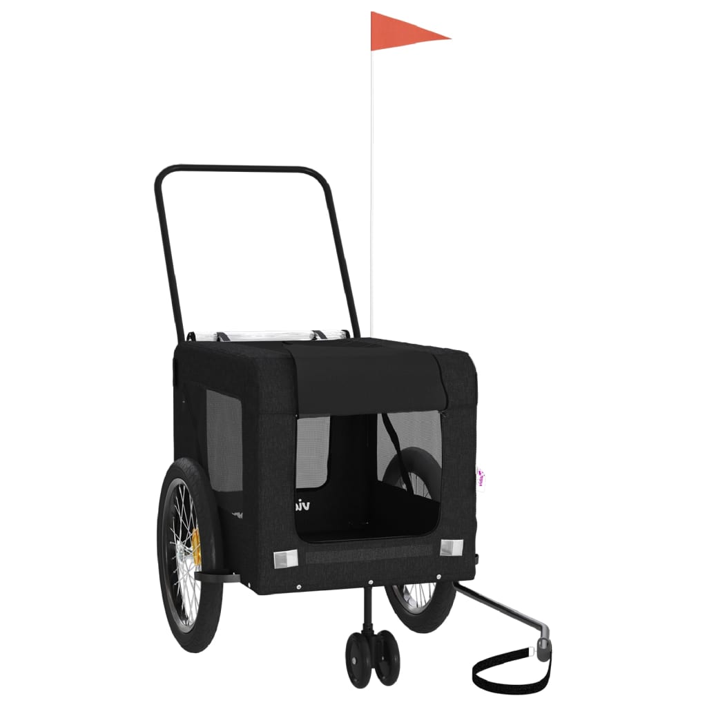Remorcă bicicletă animale companie, negru, textil oxford/fier GartenMobel Dekor