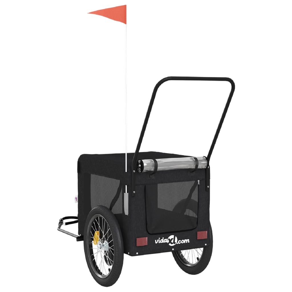 Remorcă bicicletă animale companie, negru, textil oxford/fier GartenMobel Dekor
