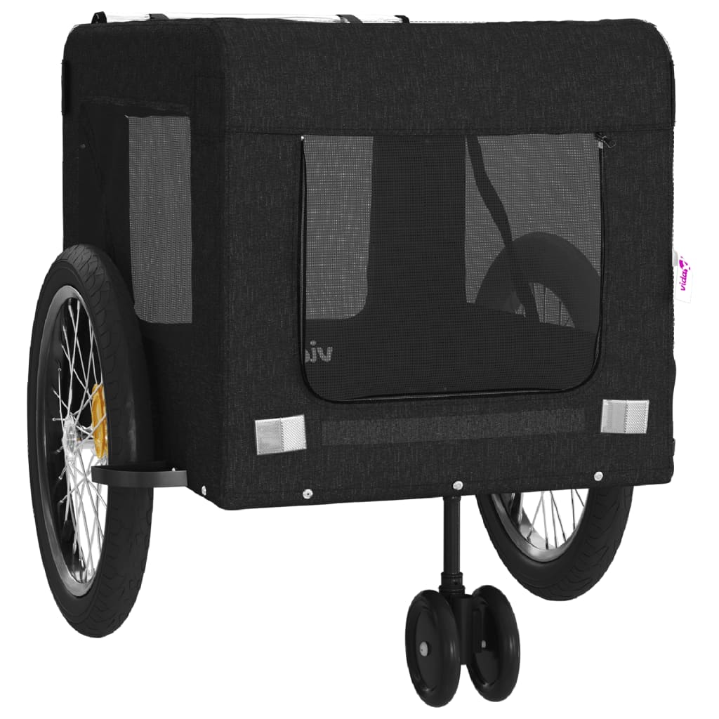 Remorcă bicicletă animale companie, negru, textil oxford/fier GartenMobel Dekor