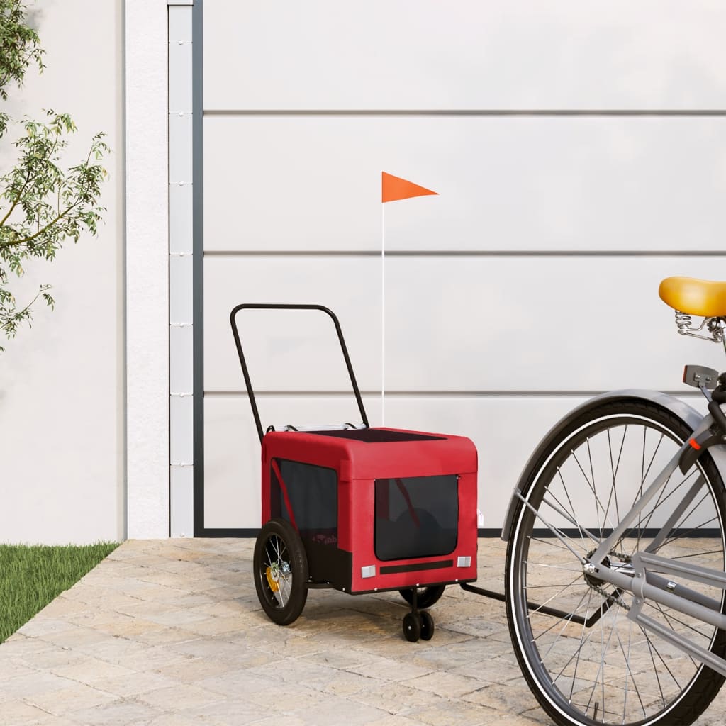 Remorcă bicicletă animale companie, roșu/negru, oxford/fier GartenMobel Dekor