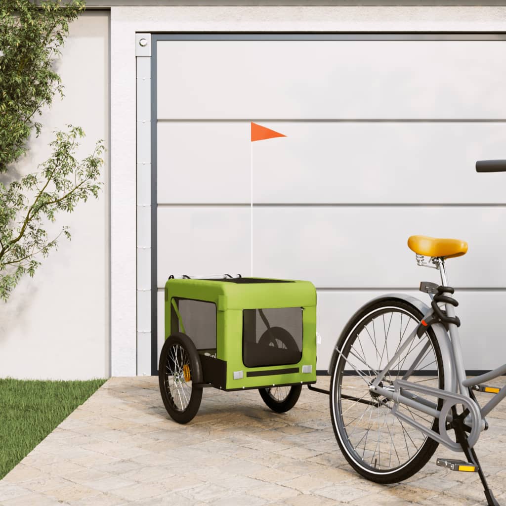 Remorcă bicicletă animale companie, verde/negru, oxford/fier GartenMobel Dekor