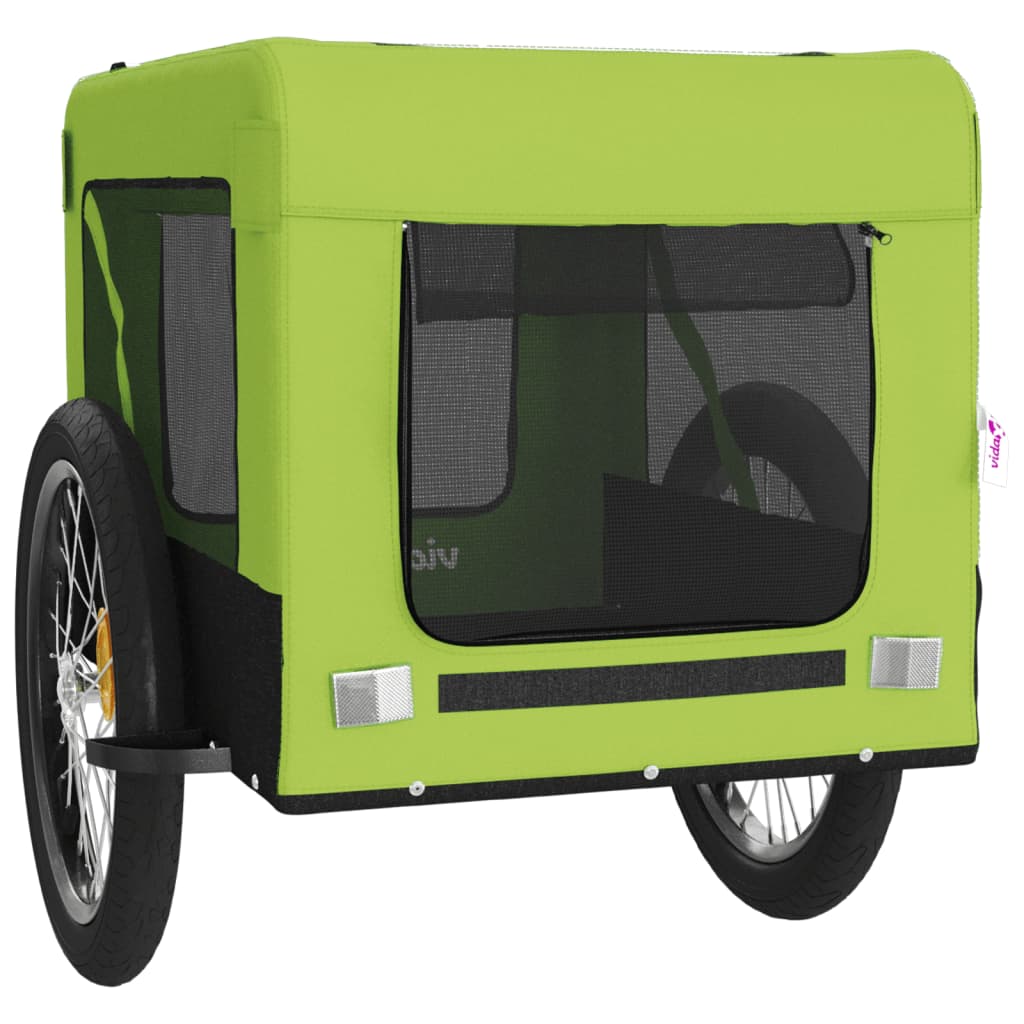 Remorcă bicicletă animale companie, verde/negru, oxford/fier GartenMobel Dekor