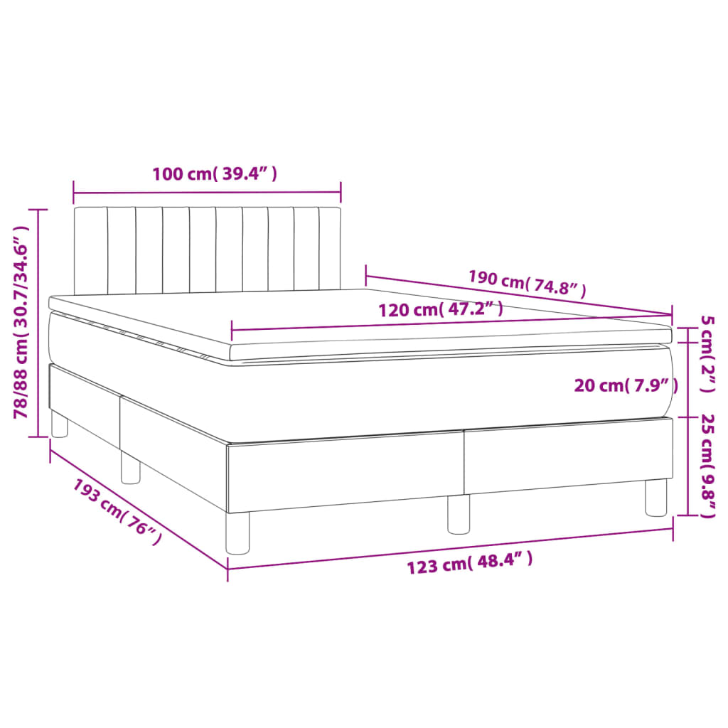 Pat box spring cu saltea, verde închis, 120x190 cm, catifea GartenMobel Dekor