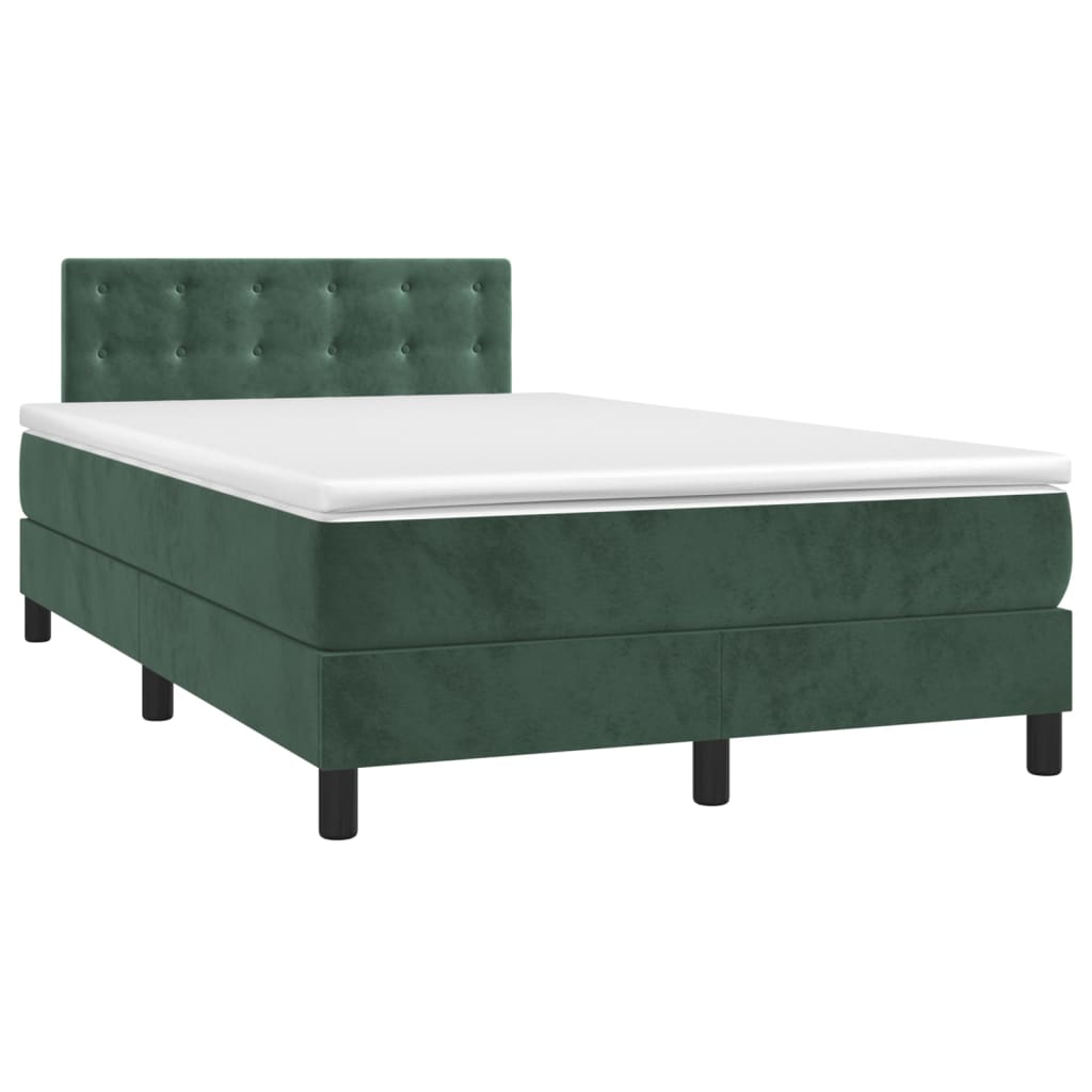 Pat box spring cu saltea, verde închis, 120x190 cm, catifea GartenMobel Dekor