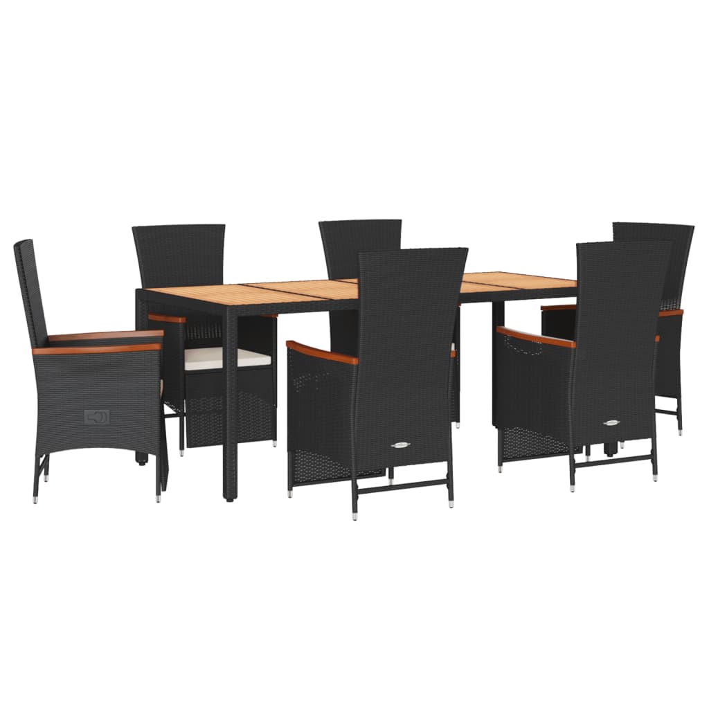 Set mobilier de grădină cu perne, 7 piese, negru, poliratan GartenMobel Dekor