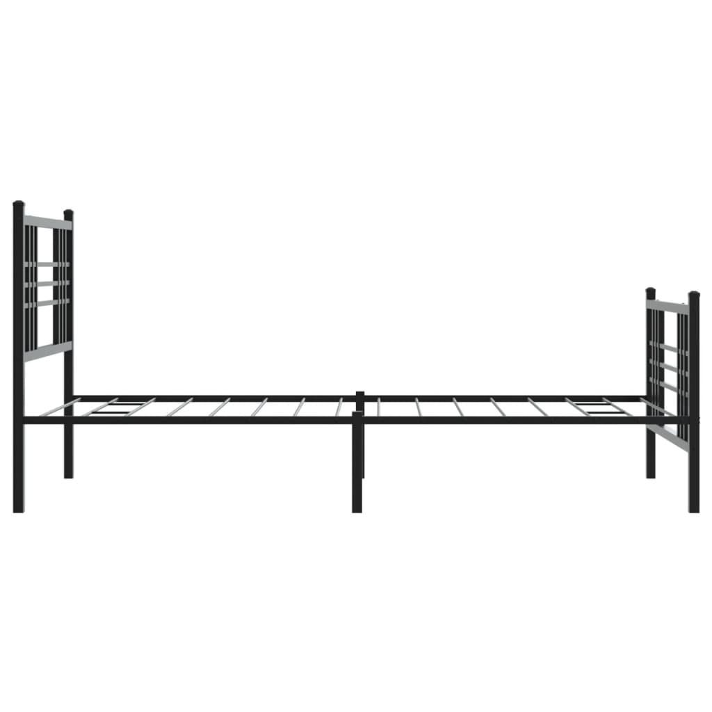 Cadru pat metalic cu tăblii de cap/picioare, negru, 100x200 cm GartenMobel Dekor