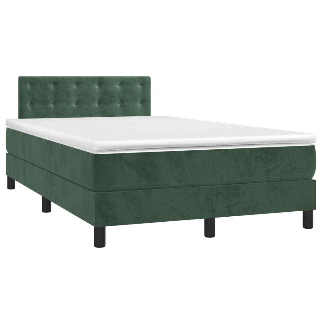 Pat box spring cu saltea, verde închis, 120x200 cm, catifea GartenMobel Dekor