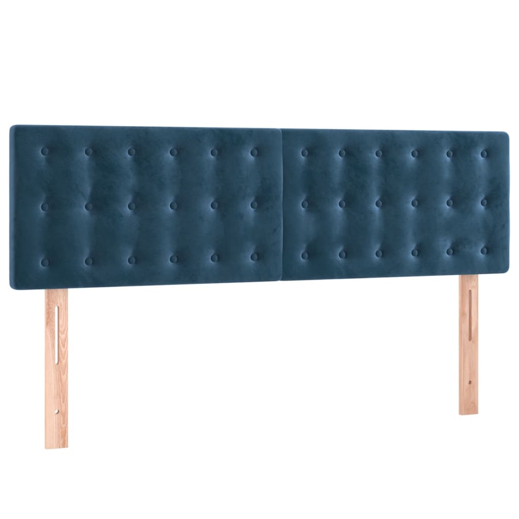 Pat box spring cu saltea, albastru închis, 140x190 cm, catifea GartenMobel Dekor