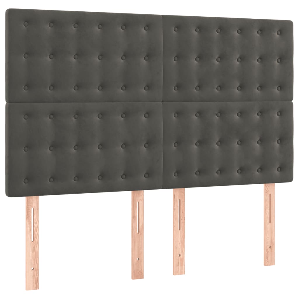 Pat box spring cu saltea, gri închis, 140x190 cm, catifea GartenMobel Dekor