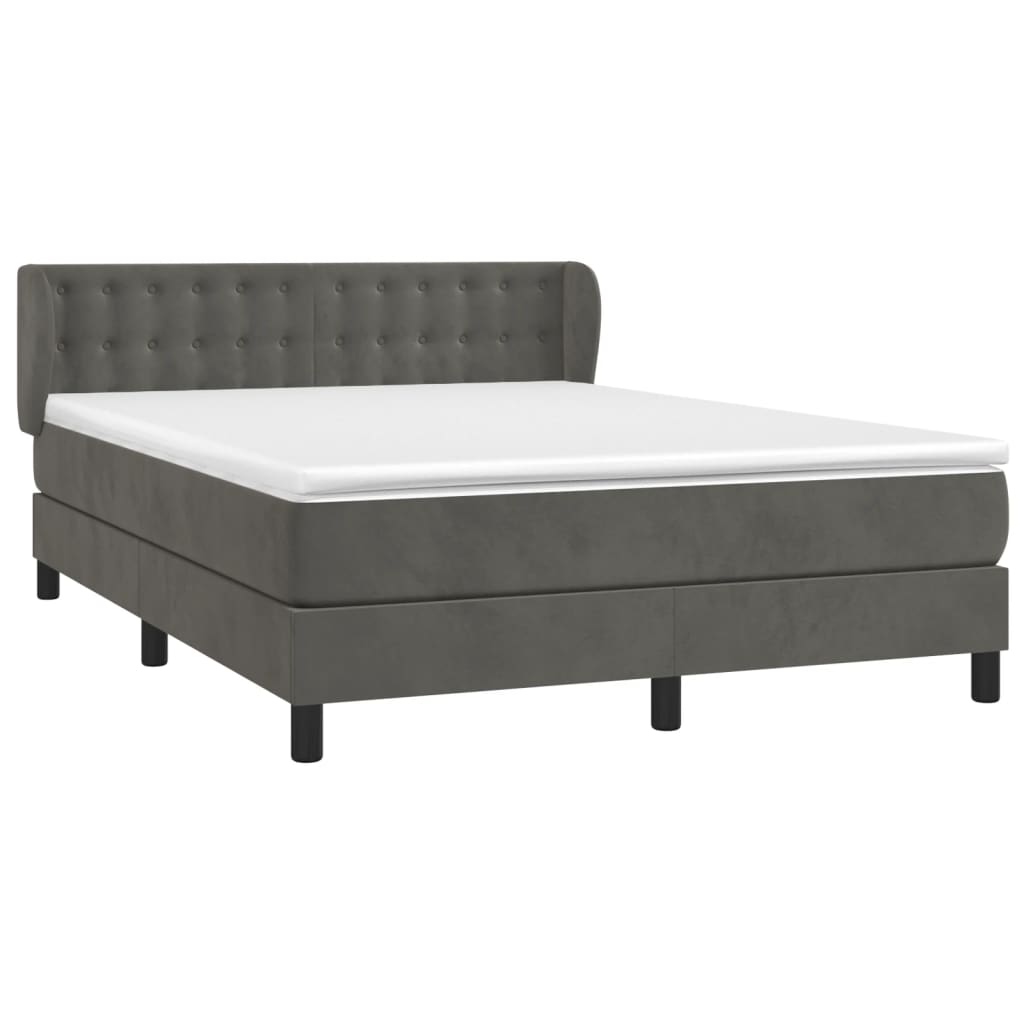 Pat box spring cu saltea, gri închis, 140x190 cm, catifea GartenMobel Dekor