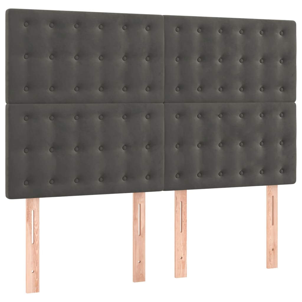 Pat box spring cu saltea, gri închis, 140x200 cm, catifea GartenMobel Dekor