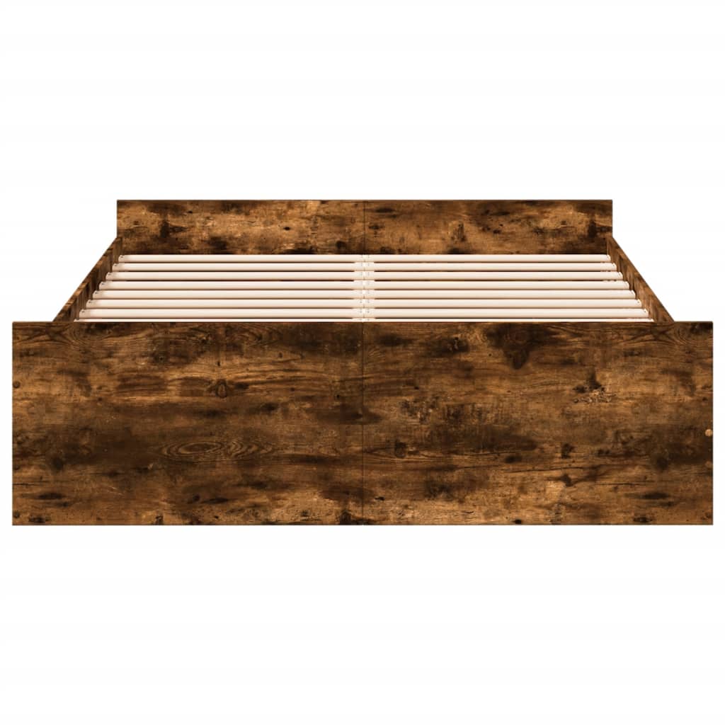 Cadru pat cu sertare stejar fumuriu 140x190 cm lemn prelucrat GartenMobel Dekor