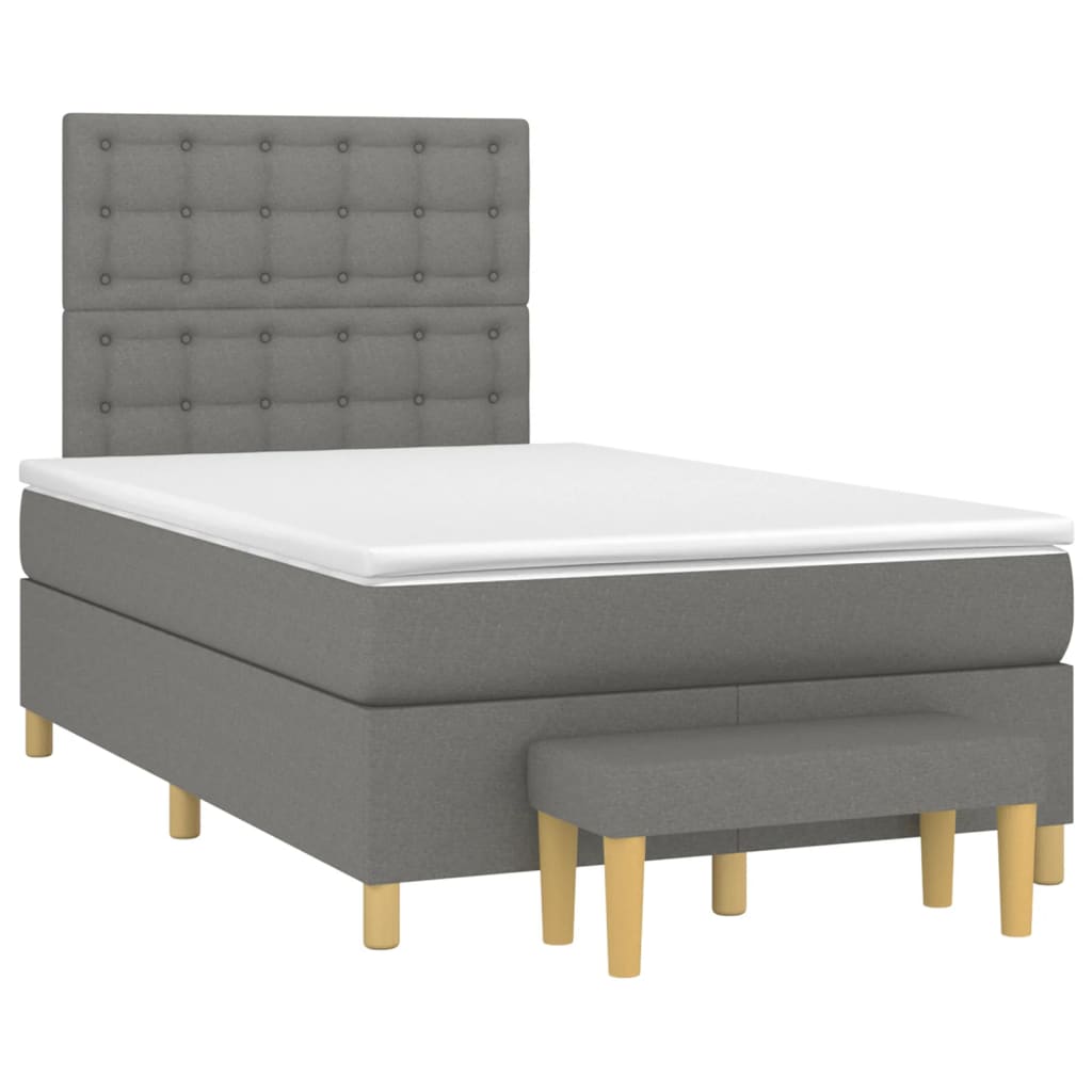 Pat box spring cu saltea, gri închis, 120x190 cm, textil GartenMobel Dekor