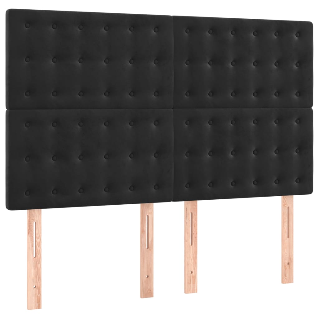 Tăblii de pat, 4 buc, negru, 72x5x78/88 cm, catifea GartenMobel Dekor