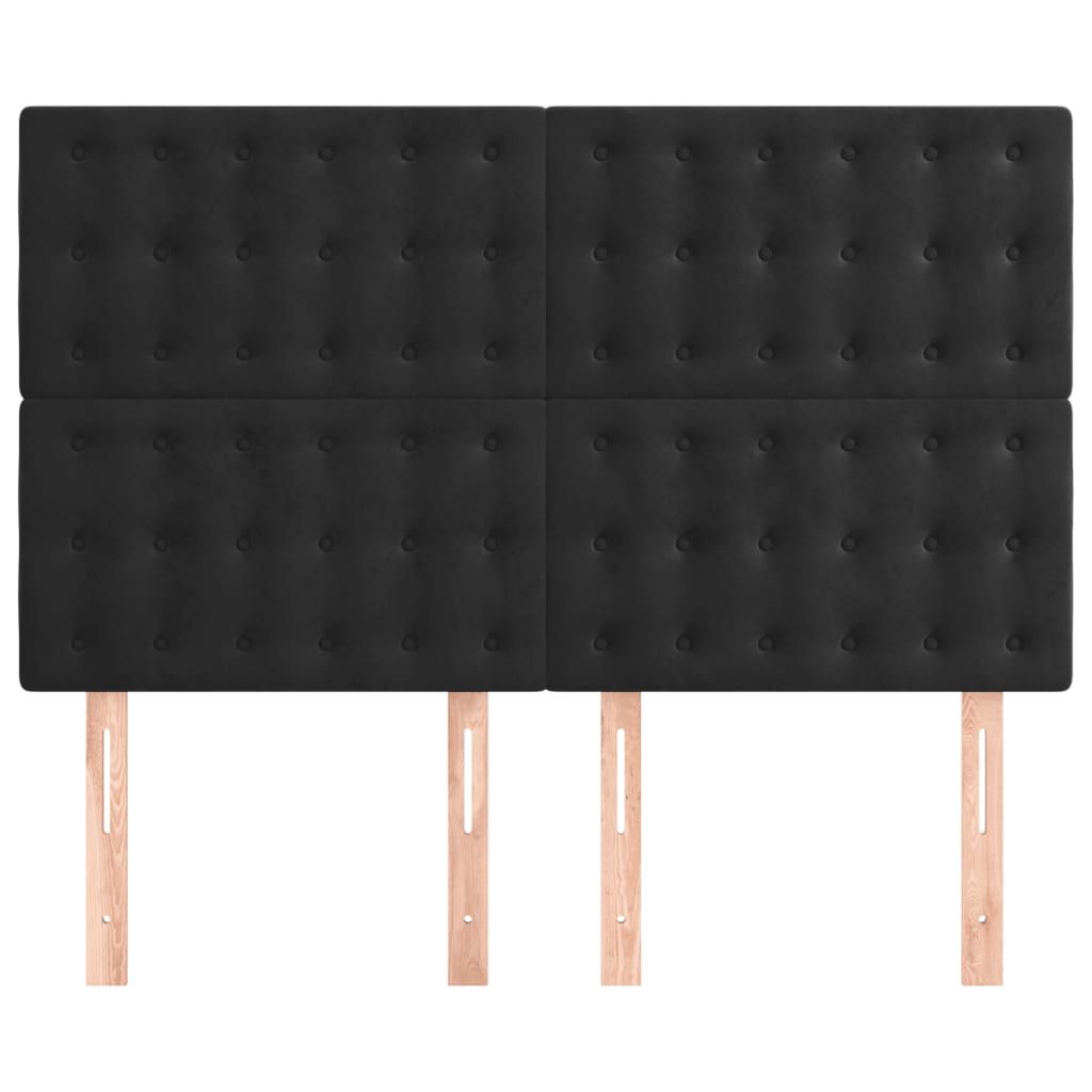 Tăblii de pat, 4 buc, negru, 72x5x78/88 cm, catifea GartenMobel Dekor