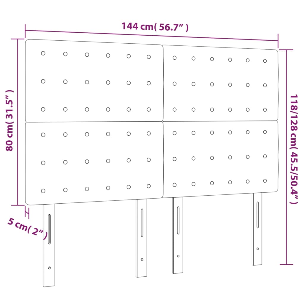 Tăblii de pat, 4 buc, negru, 72x5x78/88 cm, catifea GartenMobel Dekor