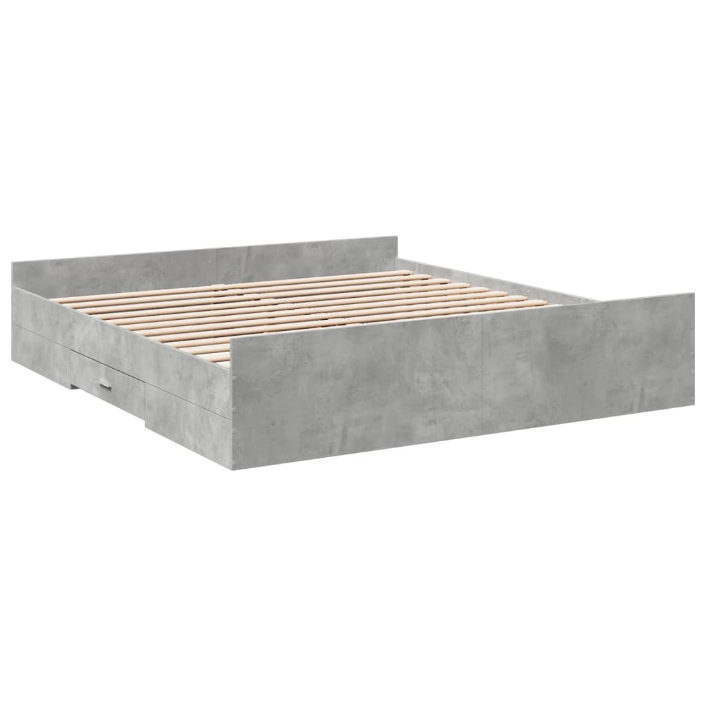 Cadru de pat cu sertare, gri beton, 180x200 cm, lemn prelucrat GartenMobel Dekor