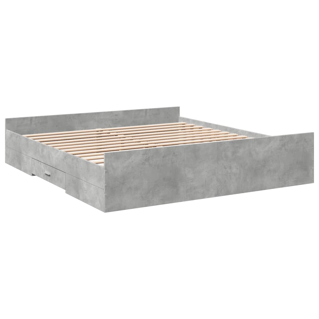 Cadru de pat cu sertare, gri beton, 180x200 cm, lemn prelucrat GartenMobel Dekor