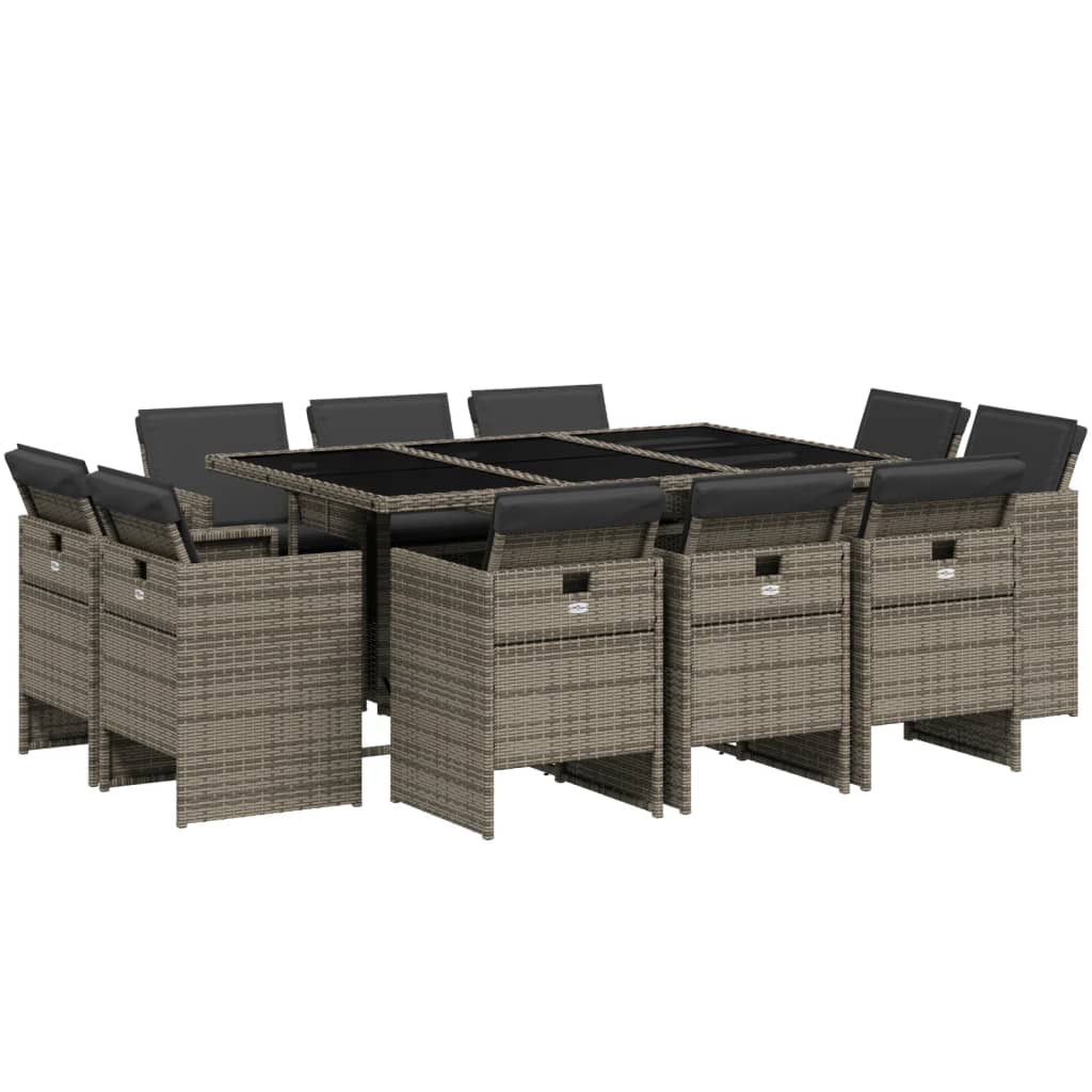 Set mobilier de grădină cu perne, 11 piese, gri, poliratan GartenMobel Dekor