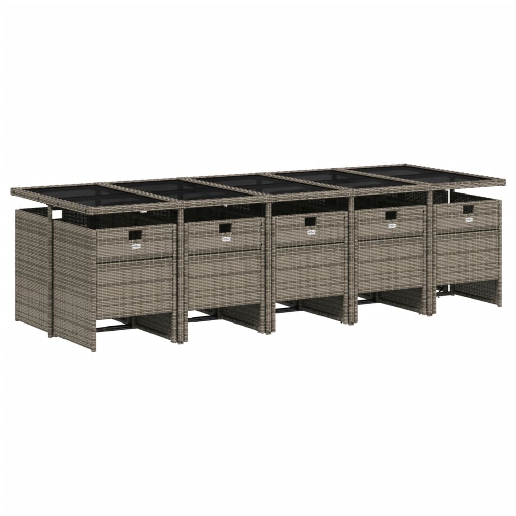 Set mobilier de grădină cu perne, 11 piese, gri, poliratan GartenMobel Dekor