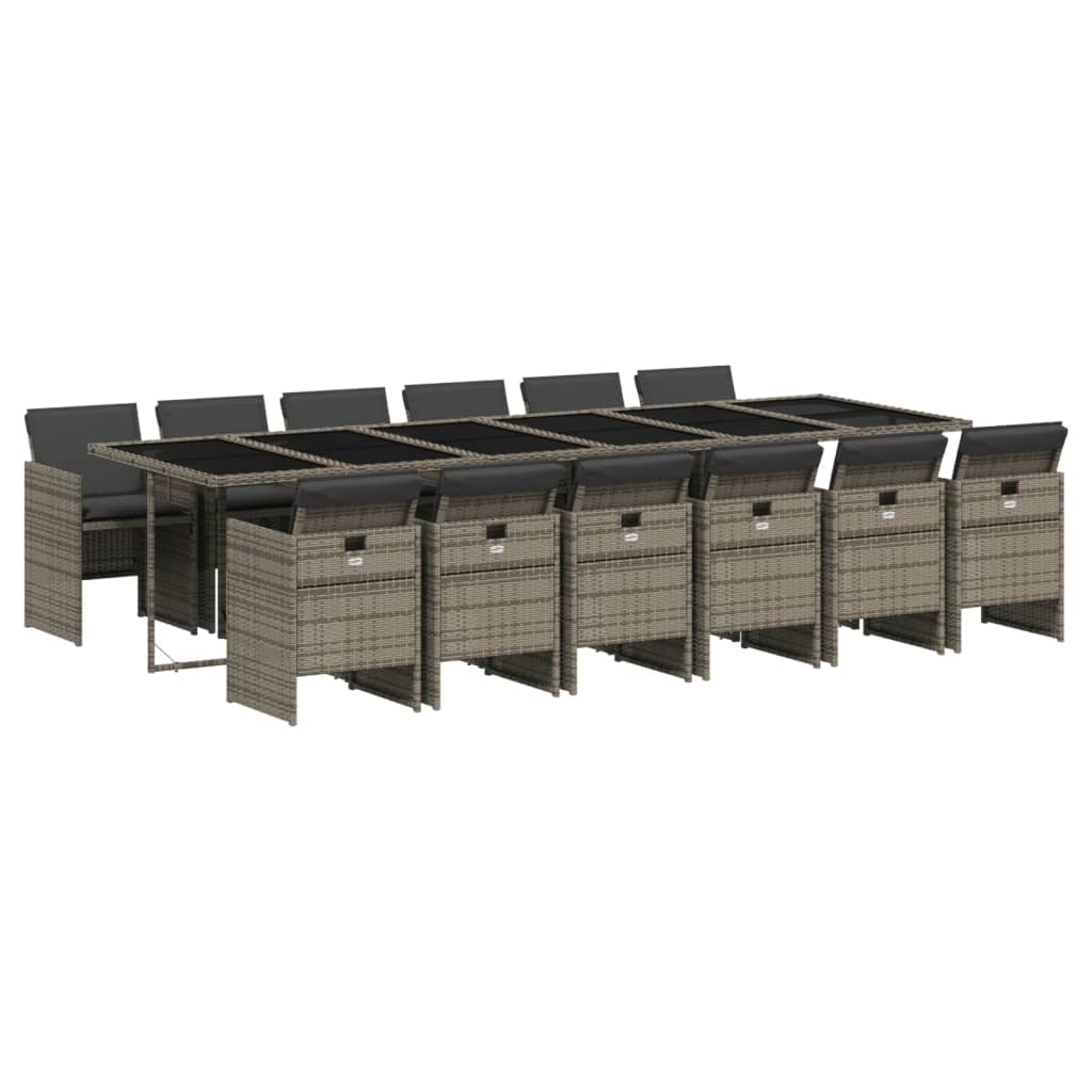 Set mobilier de grădină cu perne, 13 piese, gri, poliratan GartenMobel Dekor